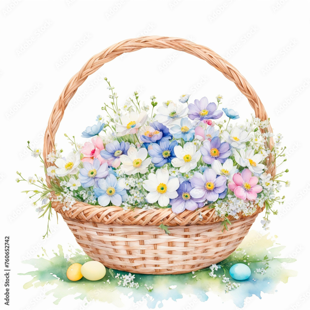 basket with easter eggs