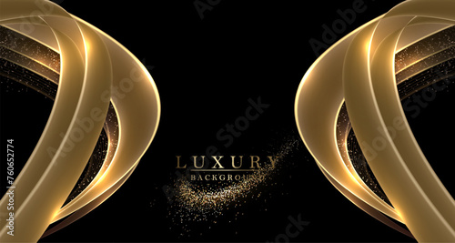 Illustration with a golden isolated arc with sparkling small tinsel.