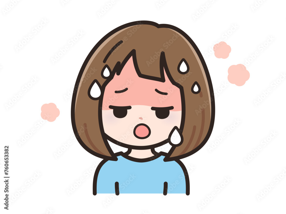 暑いの若い女性のイラスト 暑いの若い女性のイラスト