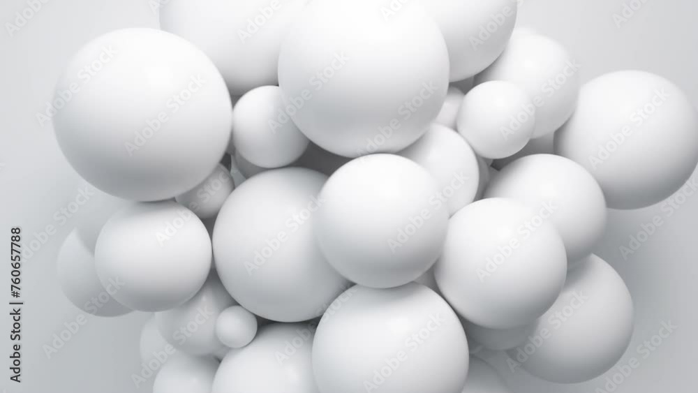A serene composition of pure white spheres creates a calm, minimalist 3D scene. A serene composition of pure white spheres creates a calm, minimalist 3D scene.
