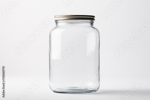 empty glass jar mockup on a white background