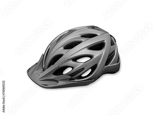 Closeup mountain bike bicycle helmet isolated on white background