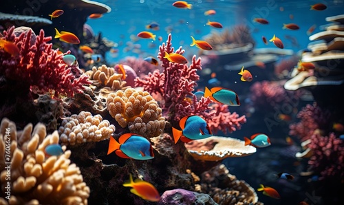 Colorful Fish Swimming in Large Aquarium