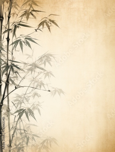 beige bamboo background with grungy text  in the style of contemporary frescoes