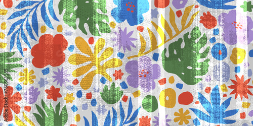 Bright colors botanical wallpaper. abstract plants, flowers, leaves. Concrete, old wall texture. Graffiti urban style.
