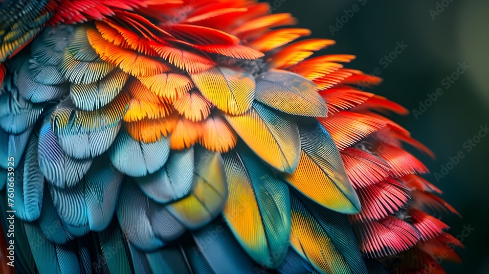 Obraz premium Rainbow Macaw Feathers in Close-Up