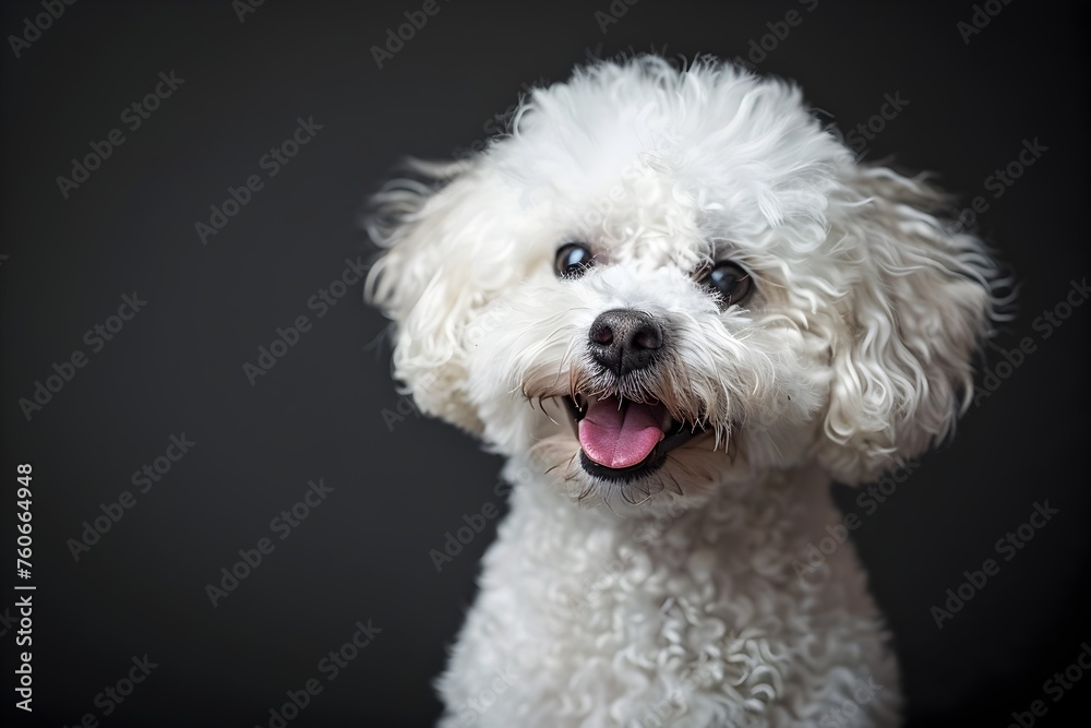 Elegant White Poodle Portrait in Black Background Elegant White Poodle Portrait in Black Background