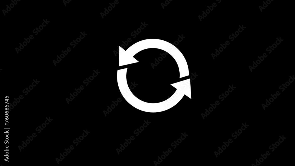 The circle is rotating on black background. Rotating circle or cycle symbol with two arrow animation. Update symbol or refresh sign. The circle is rotating on black background. Rotating circle or cycle symbol with two arrow animation. Update symbol or refresh sign.