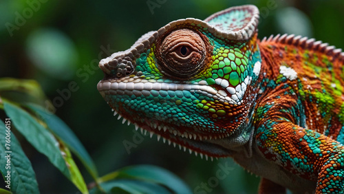 chameleon with nature background
