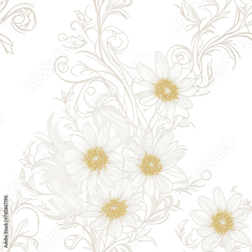 Flowers. Abstract seamless pattern. AI generated.