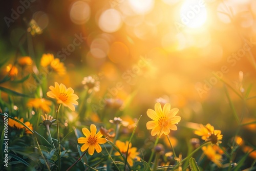 Bright yellow flowers in the sun