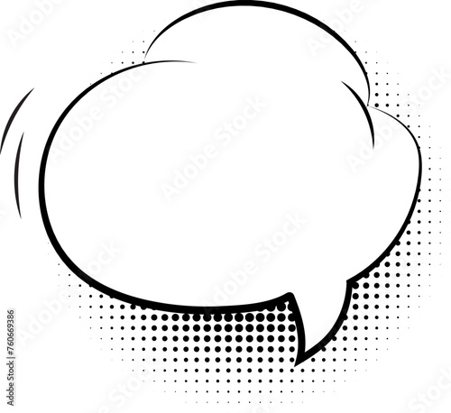 Empty comic cloud template with dot gradient shadow