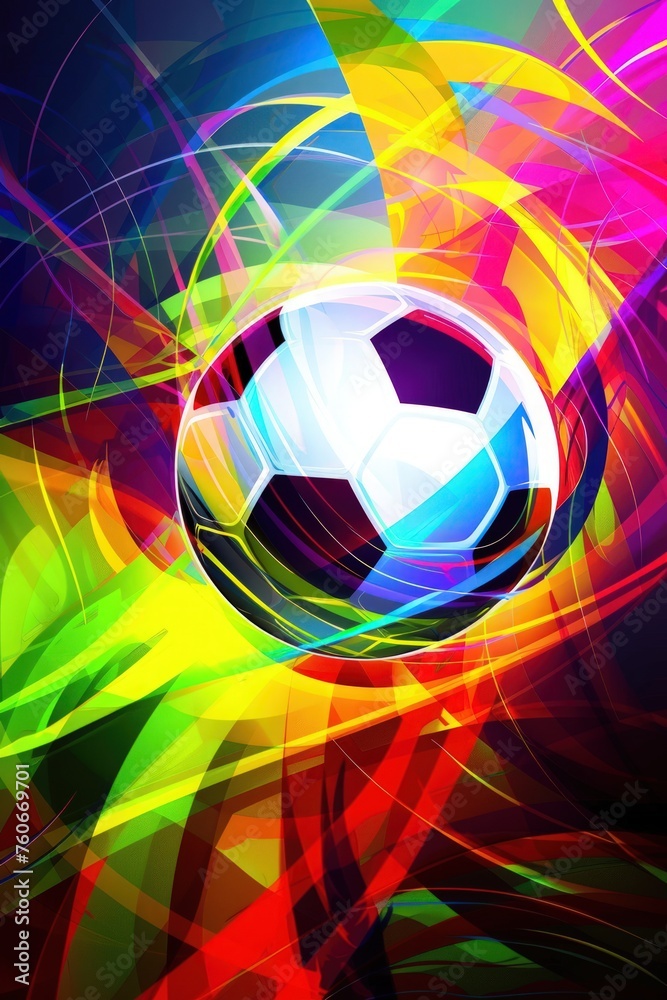 Naklejka premium a vibrant and colorful abstract soccer background, for a soccer poster or football-themed design. This visual concept captures the dynamic and energetic essence of the sport