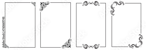 Decorative vector frames and borders. Set of vintage frames. Floral ornament. isolated on black background. Vector illustration. EPS 10 photo
