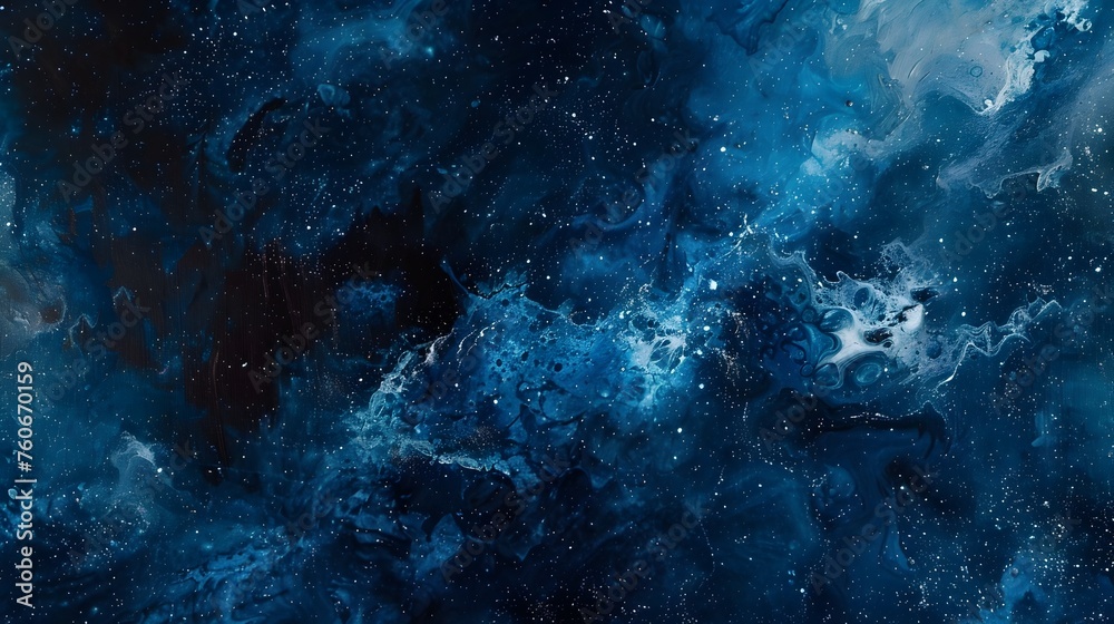 Abstract Blue Black Cosmic Space A Mesmerizing Oil Painting Journey Through the Milky Way Galaxy