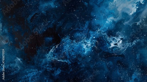 Abstract Blue Black Cosmic Space A Mesmerizing Oil Painting Journey Through the Milky Way Galaxy