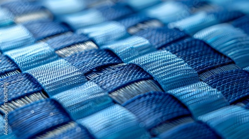 Geometric Blue Fabric Weave: A Modern Take on Traditional Patterns in High Definition Macro Photography