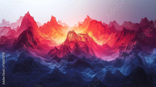 Abstract 8K designs visualizing different music genres as landscapes photo