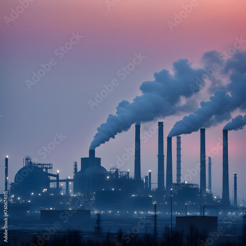 POLLUTION OF ECOLOGY. Smoke from a factory chimney.