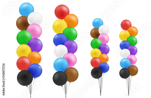 Pride balloons for decorate party event banner on transparent background