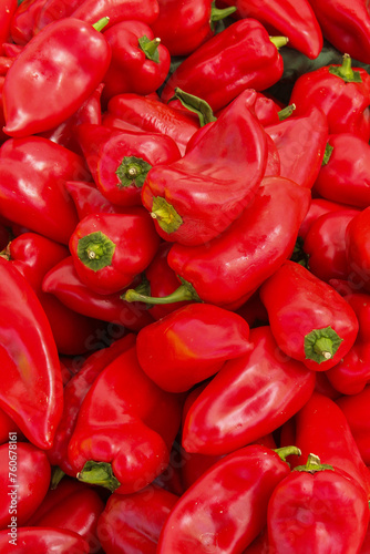 red peppers at a market