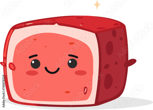 Picanha Brazilian beef cut. Illustration of a Smiling Meatloaf on a white background