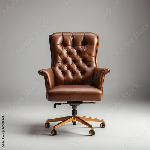 Leather brown armchair in the room