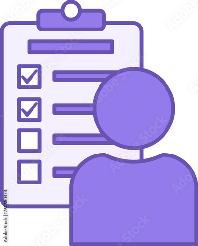 Colored Task Icon. Vector Icon of Employee and Task List with Checkmarks. Business and Management Concept