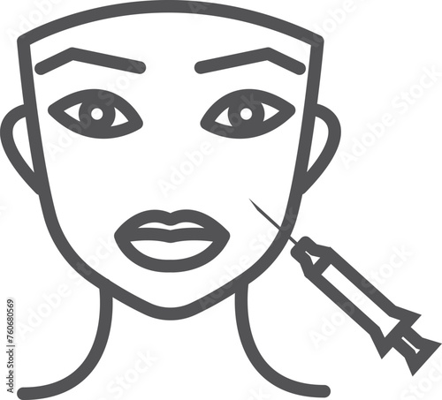 Face injection icon. Female beauty anti age procedure
