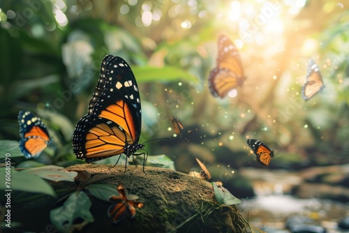 Butterflies in different environments, such as butterflies in the forest, emphasize the presentation of biodiversity. © venusvi