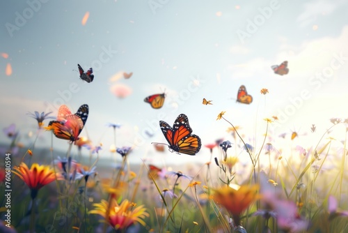 Butterflies in different environments  such as butterflies in the forest  emphasize the presentation of biodiversity. and the wonders of nature