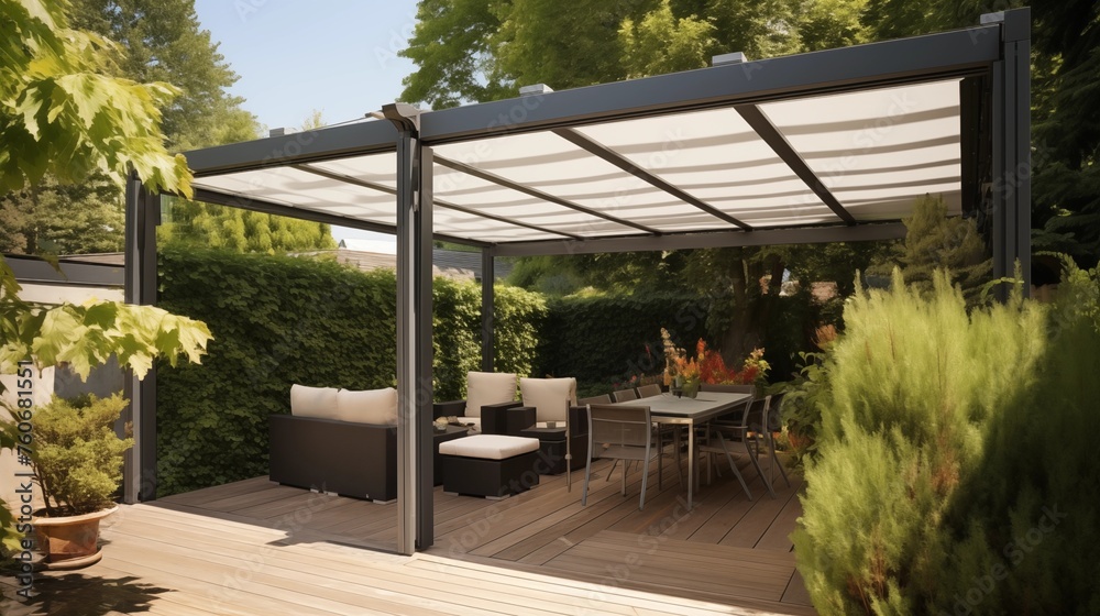Install a pergola with a retractable canopy for adjustable shade.