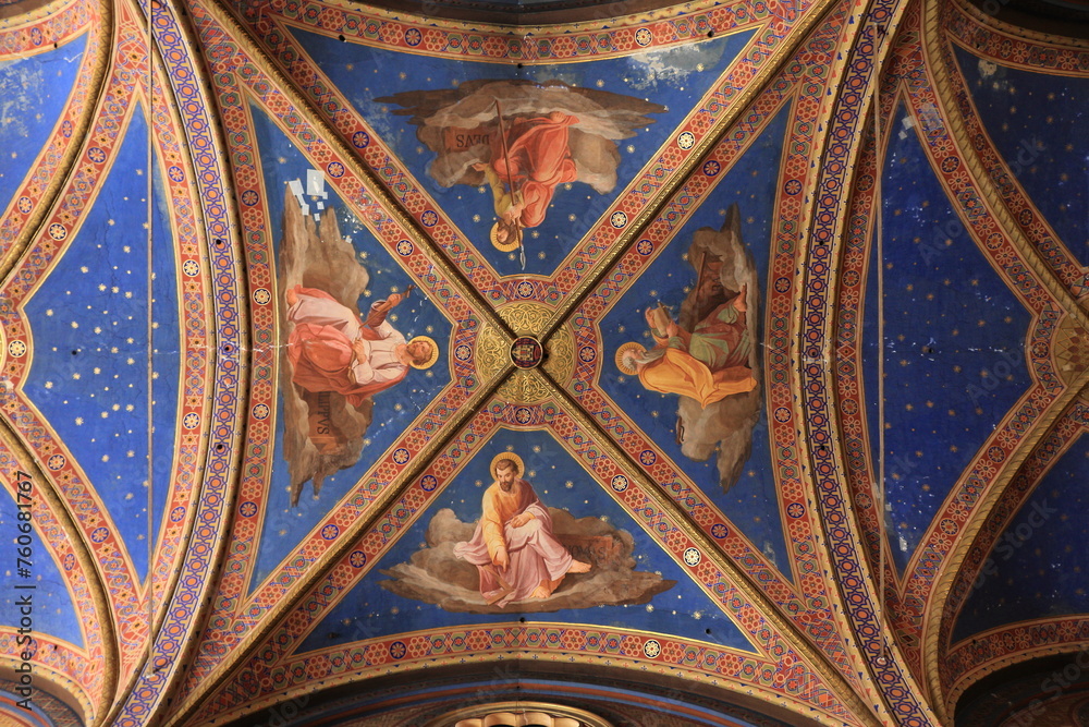 Santa Maria Sopra Minerva Basilica Painted Ceiling Detail in Rome, Italy