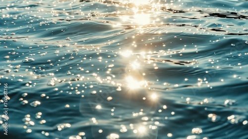 sunlight reflecting on the water surface Showing a sparkling glow Presenting beauty, brightness and vitality. 