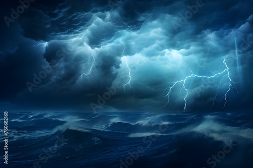 Dramatic Storm Clouds over Ocean: A powerful image capturing storm clouds gathering over the ocean, creating a dramatic and intense atmosphere.