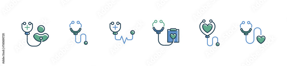 set of doctor stethoscope medical tool icon vector heartbeat pulse cardiology diagnosis check sign illustration for web and app set of doctor stethoscope medical tool icon vector heartbeat pulse cardiology diagnosis check sign illustration for web and app