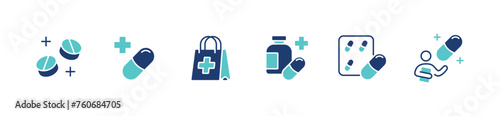 medicals medicine icon set pill and capsule drug pharmacy medic sign vector illustration