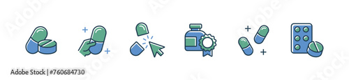 pill and capsule medicine icon set medical drug pharmacy health care sign vector illustration