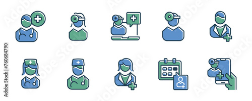 physician doctor and nurse icon set paramedic medical specialist people vector illustration