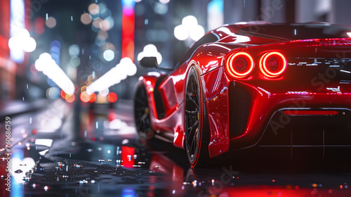 red sports car seen  © AlexArt