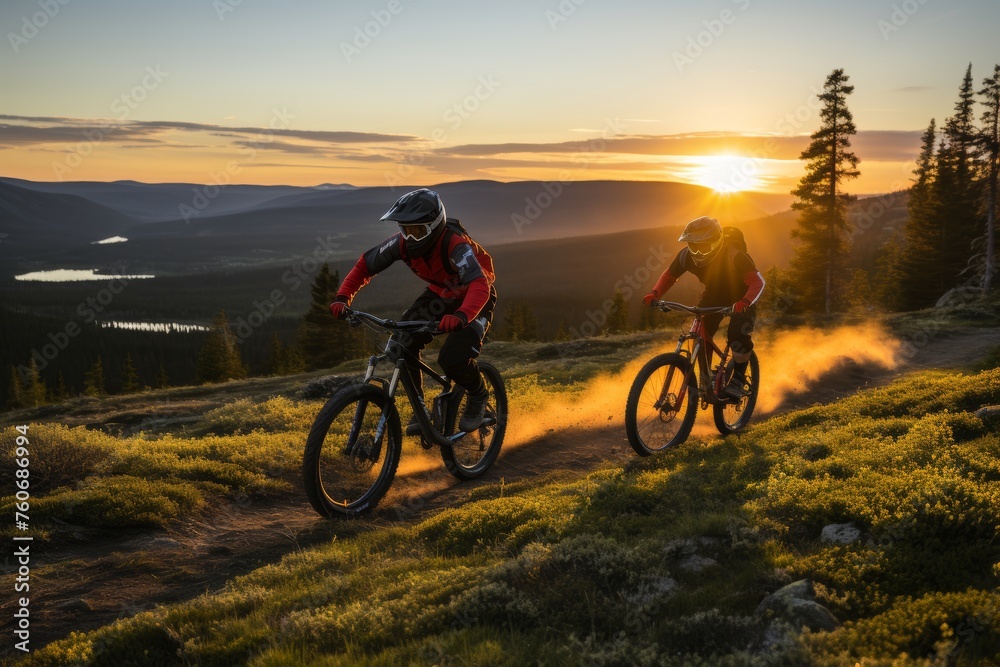 Obraz premium Bicycle ride along mountain trails
