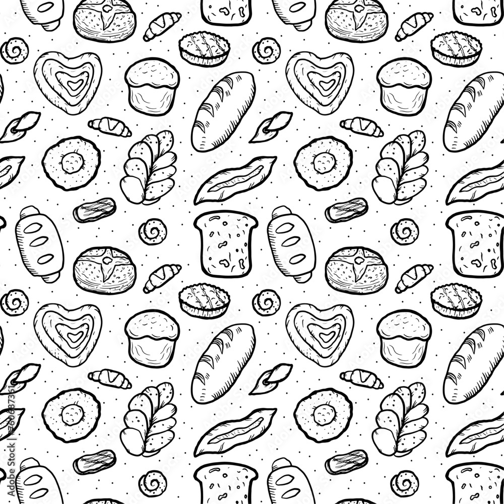 Vector set of design templates and elements for bakery products packaging in trendy linear style Vector set of design templates and elements for bakery products packaging in trendy linear style