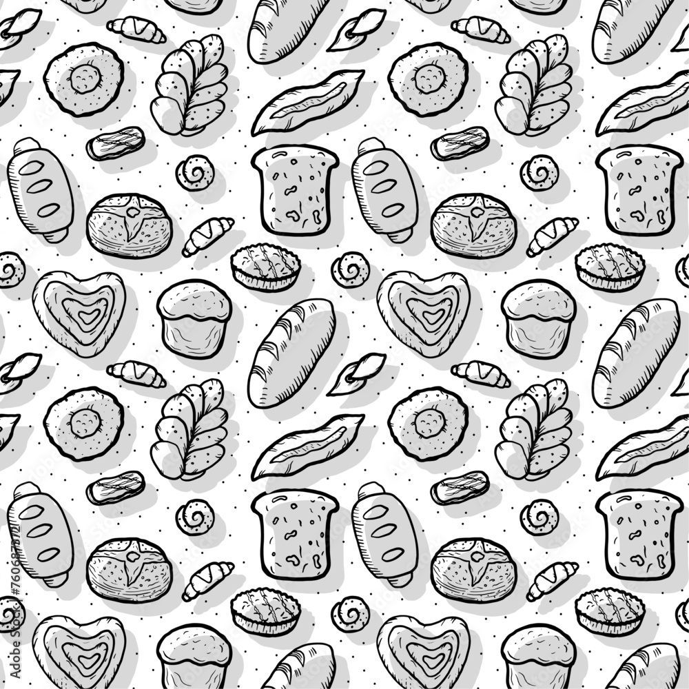 Vector set of design templates and elements for bakery products packaging in trendy linear style Vector set of design templates and elements for bakery products packaging in trendy linear style