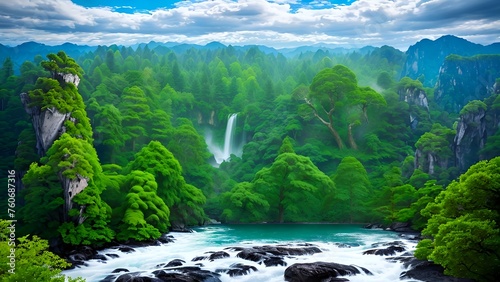 Waldwasserfall  abstrakter Hintergrund f  r Design 1.