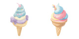 cute ice cream watercolour vector illustration