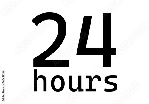 Icono negro de 24 horas en fondo blanco.