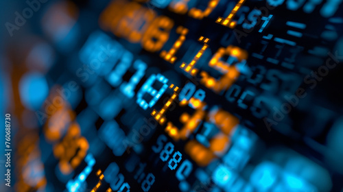 IT programming code and numeric glowing