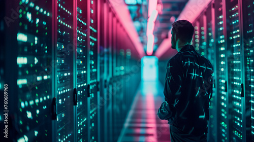 IT Specialist in computer server room