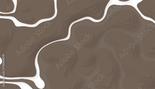 Multi layers color texture 3D papercut layers in brown vector banner. Abstract paper cut art background design for website template. Topography map concept or smooth origami paper cut