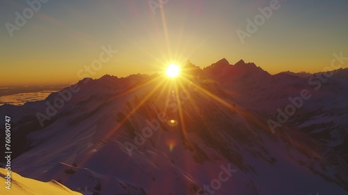 beautiful sunrise over the mountains © Boris